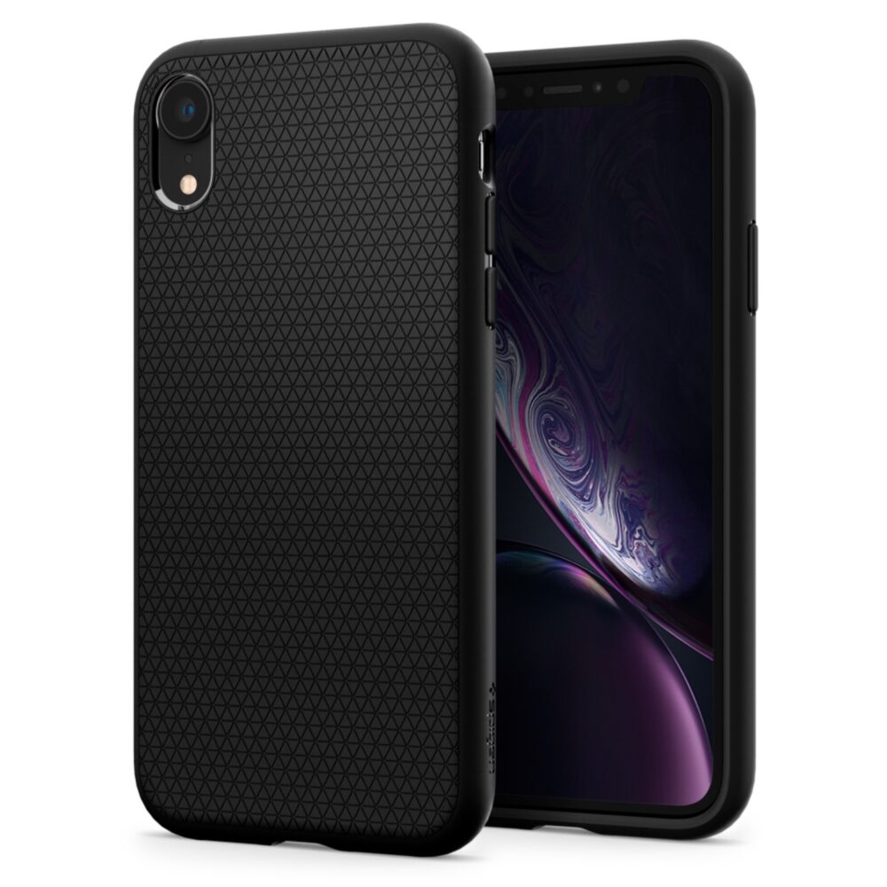 An Apple iPhone XR Black Spigen Liquid Crystal Phone Back Cover for your Mobile Device Protection