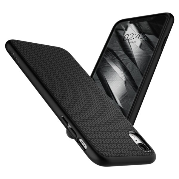 A Black Apple iPhone XR Spigen Liquid Crystal Phone Case for your Mobile Device Protection