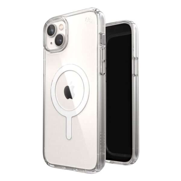 Perfect Clear Speck Presidio Magsafe Cell Phone Case for the Apple iPhone 14 Plus