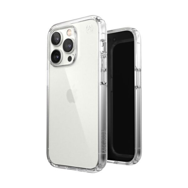 Perfect Clear Speck Presidio Cell Phone Case for the Apple iPhone 14 Pro