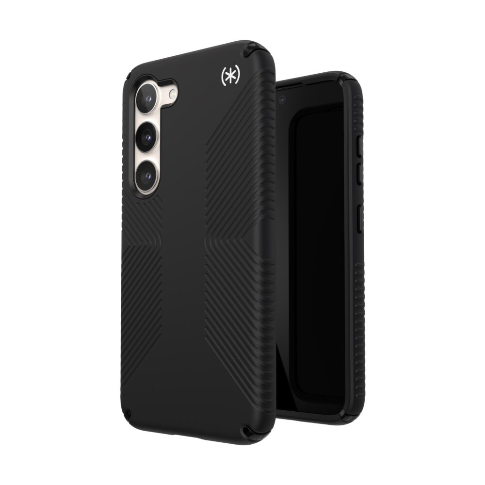 This Samsung S23 Black Speck Presidio2 Grip Phone Case for the Samsung Galaxy S23 is the ultimate phone protection solution. Now 20% slimmer, it offers unbeatable protection with Armor Cloud™ Technology, which acts like airbags to cushion your phone from impacts.