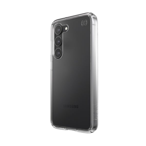 This samsung s23 speck PresidioÂ® perfect clear cell phone case has innovative clear impact technology that cushions your phone and resists damage. For sale at GotYouCovered