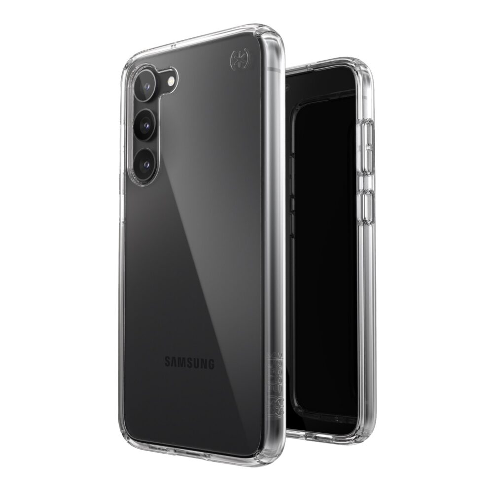 This samsung s23+ speck PresidioÂ® perfect clear cell phone case for the Samsung Galaxy S23+ is the clearest protective case we have ever designed.