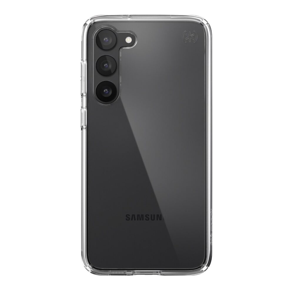 This samsung s23+ speck PresidioÂ® perfect clear cell phone case protects samsung s23+ cell phones from drops up to 13-feet and is wireless charging compatible. Cover for sale here