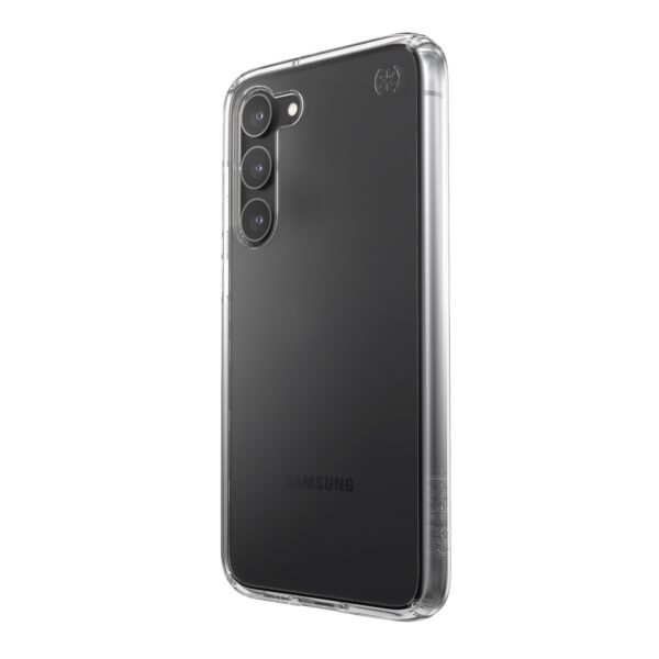 This samsung s23+ speck PresidioÂ® perfect clear cell phone case has innovative clear impact technology that cushions your phone and resists damage. For sale at GotYouCovered