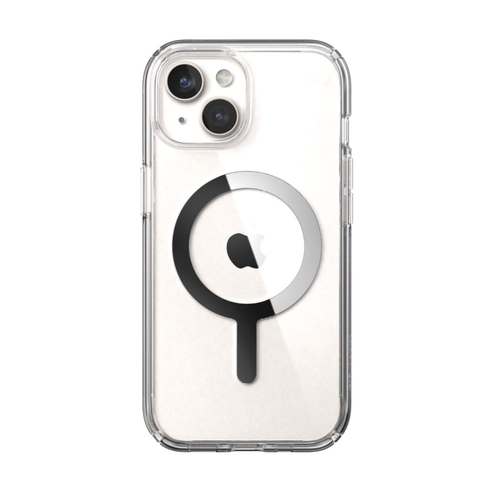 Speck Apple iPhone 15 Presidio Perfect-& Chrome MagSafe Cover - Clear and Chrome