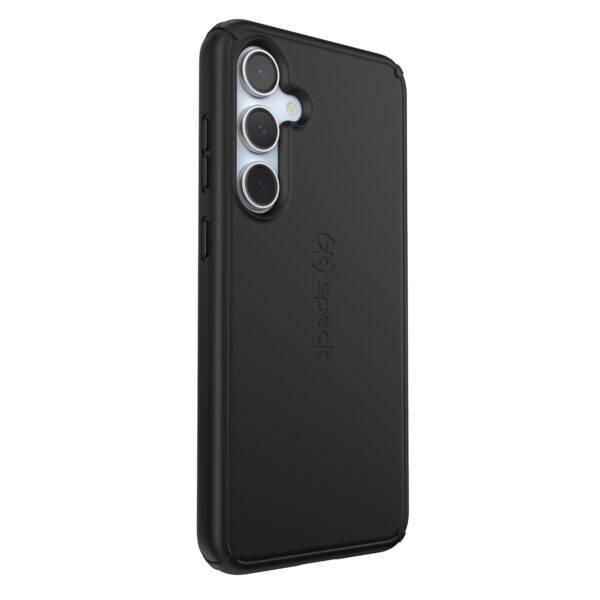 Side view of the black Speck IMPACTHERO cover for Samsung Galaxy S24 FE