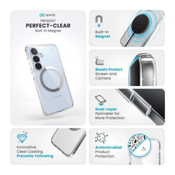 Samsung Galaxy S25 Case - Speck Presdio Perfect Clear MagSafe Protective Cover - Clear - Image 8