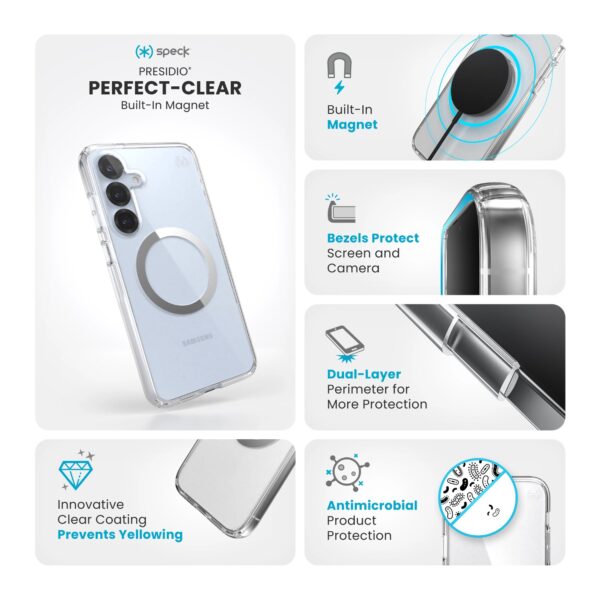 Samsung Galaxy S25 Plus Case - Speck Presdio Perfect Clear MagSafe Protective Cover - Clear - Image 8