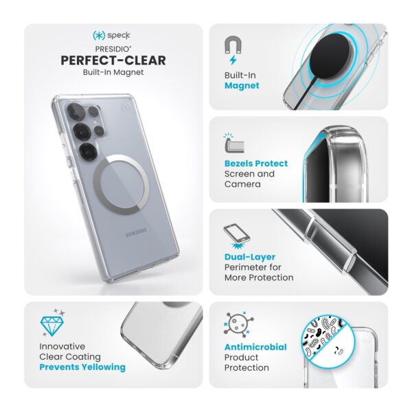 Samsung Galaxy S25 Ultra Case - Speck Presdio Perfect Clear MagSafe Protective Cover - Clear - Image 8