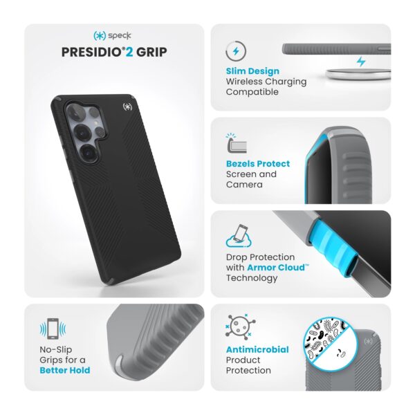 Samsung Galaxy S25 Ultra Case - Speck Presidio2 Grip Protective Cover - Black - Image 7