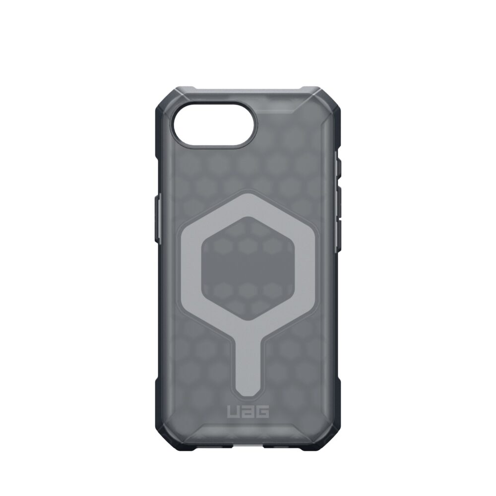 Back view of the UAG Essential Armor MagSafe Cover for Apple iPhone 16e in ash color