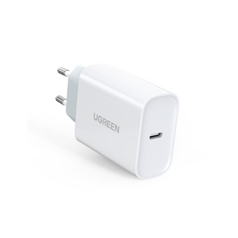Introducing the White UGREEN 30W PD Fast Charge 1 Port Wall Charger Charging Adapter – your solution to vanquishing battery anxiety.