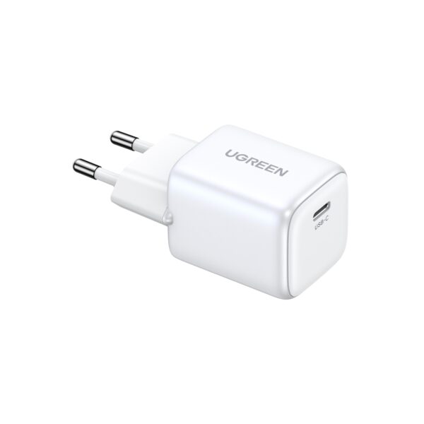 Embrace GaN technology's superior efficiency, reduced heat, and compact design with this White UGREEN 20W GaN Charger 1 Port PD Fast Charge Wall Adapter.