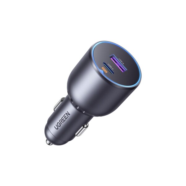 UGREEN 63W Car Charger - Fast Charge 2 Port Grey - Image 2