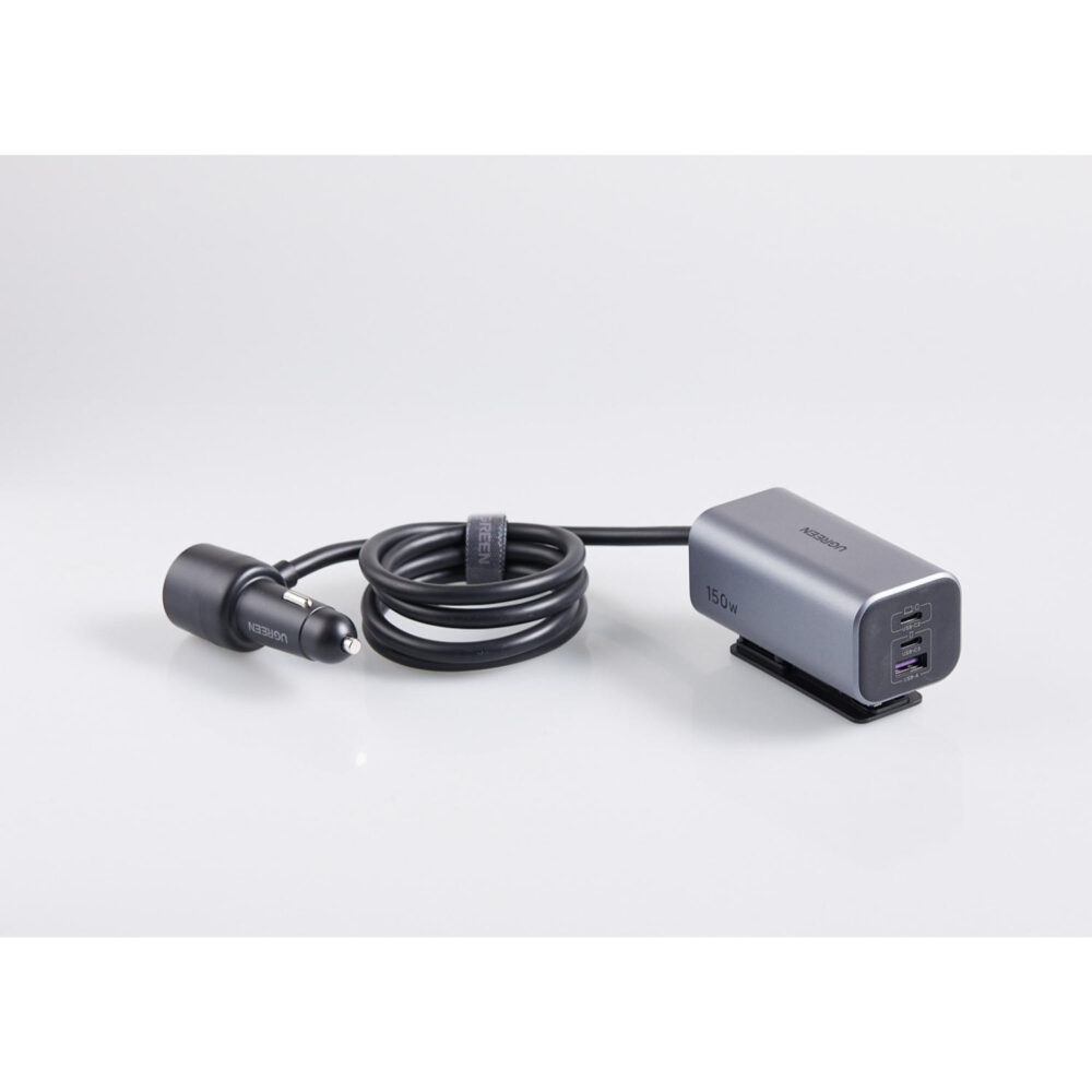 150W UGREEN GaN Car Charger - 4 Port Grey & Black