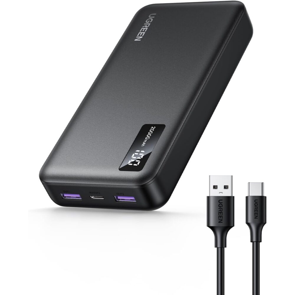 20000mAh UGREEN Power Bank – 20W PD – Black