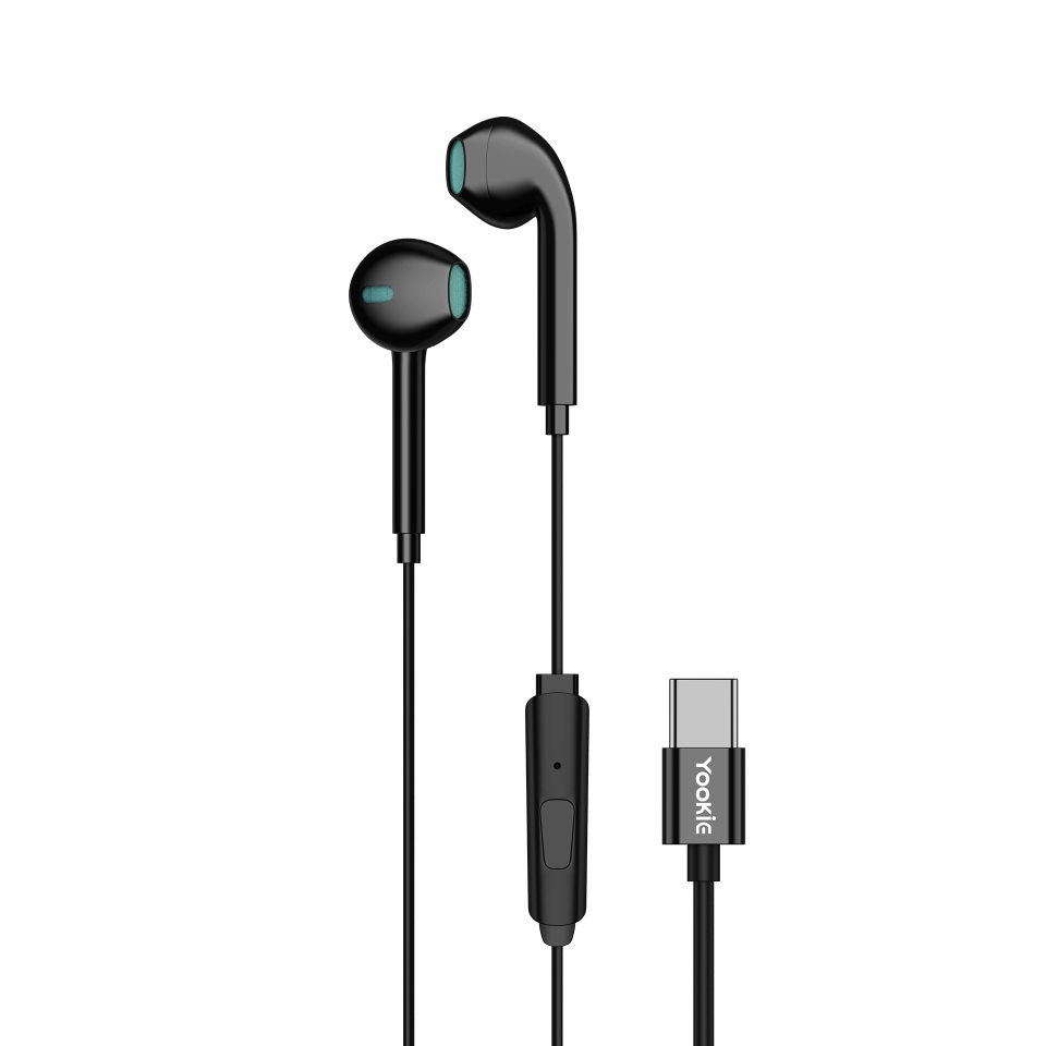 Yookie Wired Type-C Earphones - Black