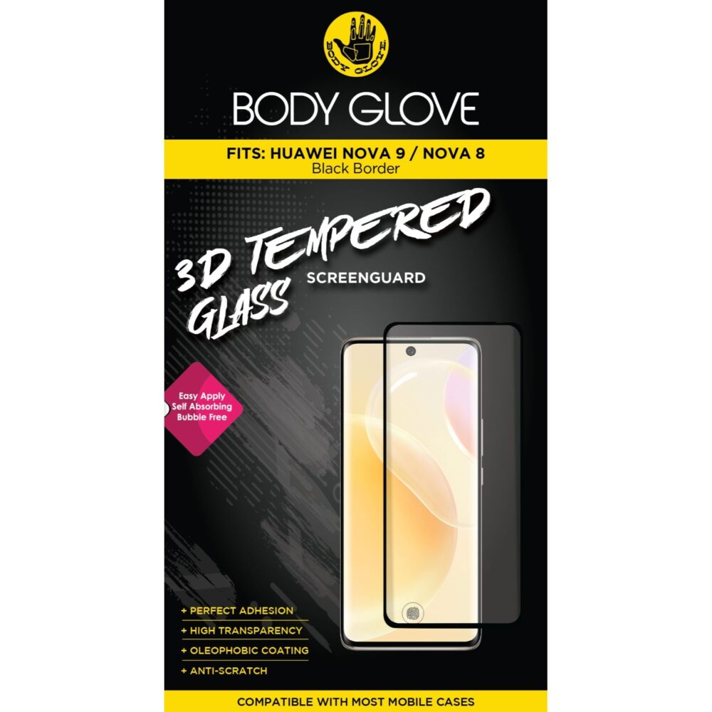 Body Glove 3D Tempered Glass Screen Protector for the Huawei nova 9 / nova 8 Clear