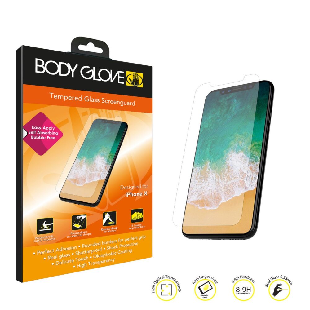 Body Glove Tempered Glass Screen Protector for the Apple iPhone X Clear