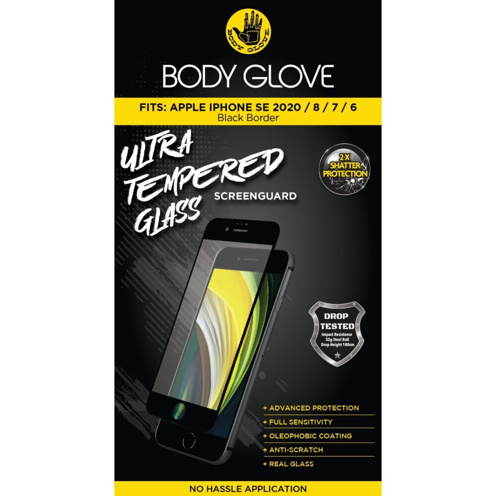 Body Glove Ultra Tempered Glass Screen Protector for the Apple iPhone SE (2022) / iPhone SE (2020) / iPhone 8 / iPhone 7 / iPhone 6 Clear
