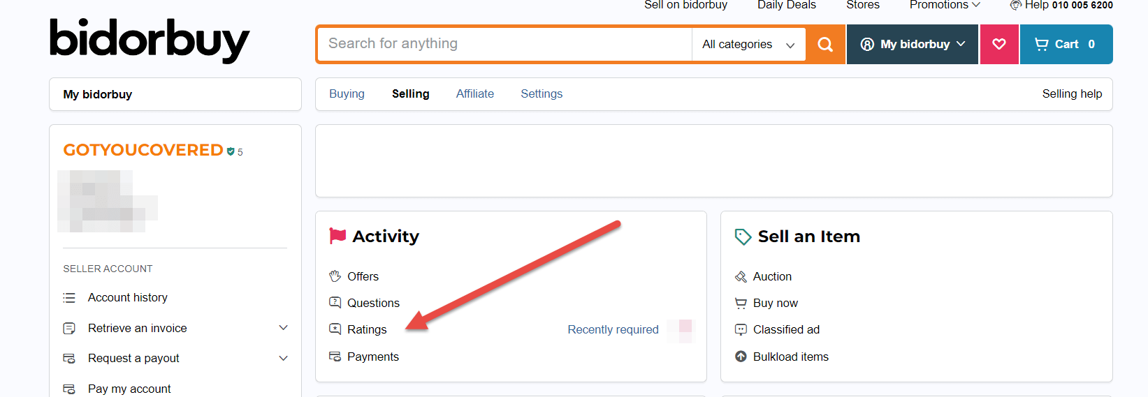 bidorbuy rating system how to use it. GotYouCovered