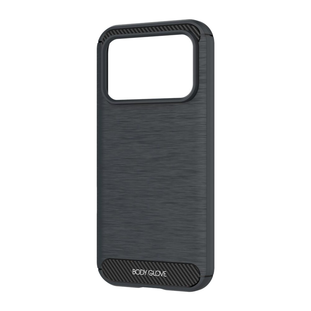 Empty black Body Glove Impact case for the HONOR 600 and 600 Pro shown from a three-quarter rear angle