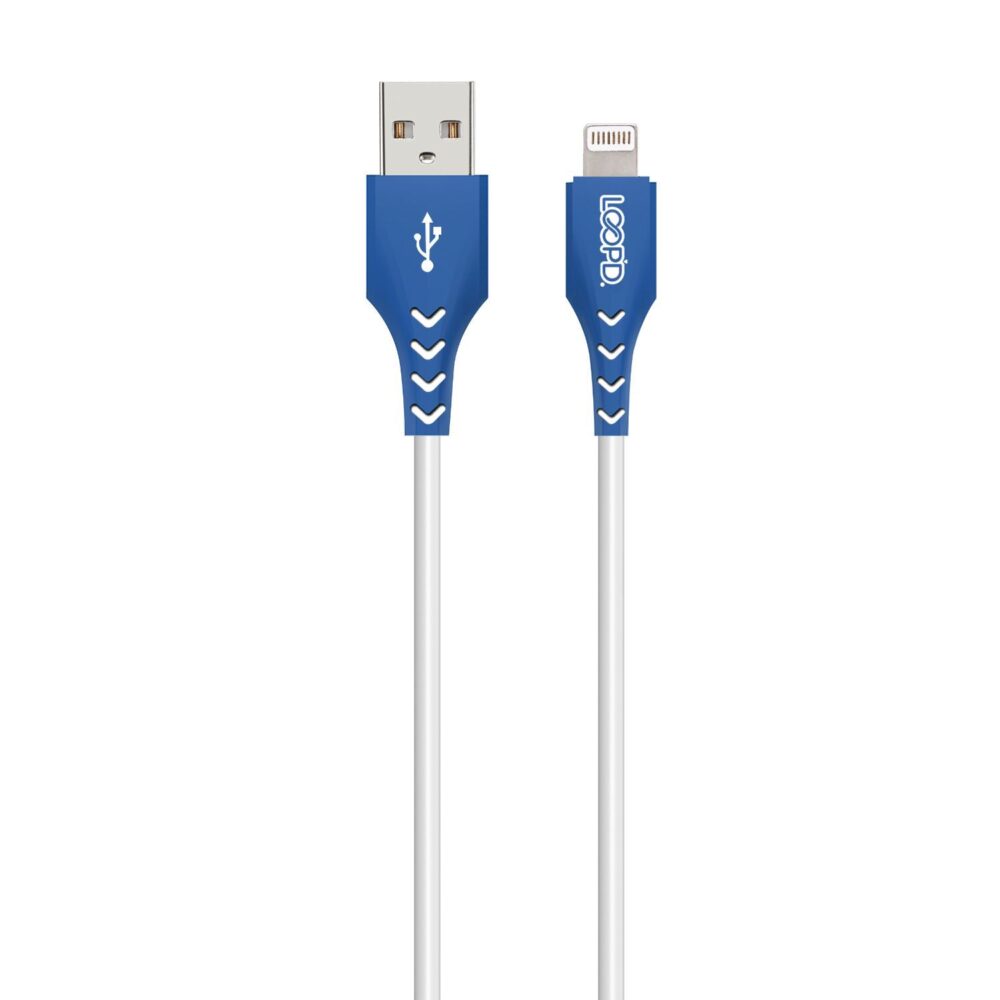 LOOPD Apple USB 2.0 to Lightning MFI Quick Charge 3.0 Charge and Sync White 1.2 Meters Cable