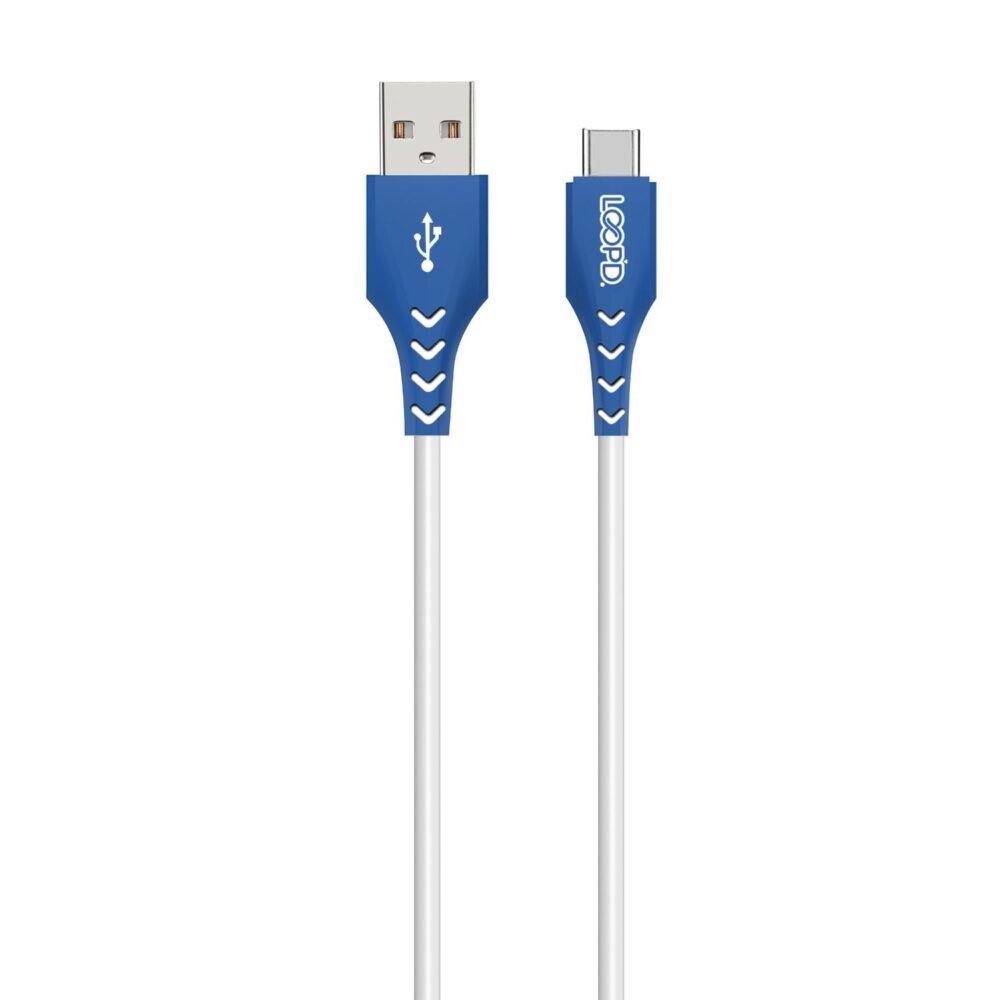LOOPD USB A to Type C Quick Charge 3.0 White 1.2 Meter Charge and Sync Cable.
