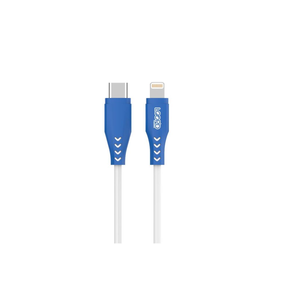 LOOPD 30W Apple Type C to Lightning MFI Fast Charge White & Blue 1.2 Meter Charge and Sync Cable