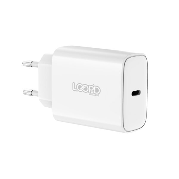 LOOPD Universal 20W PD Fast Charge 1 Port Wall Charger Adapter White