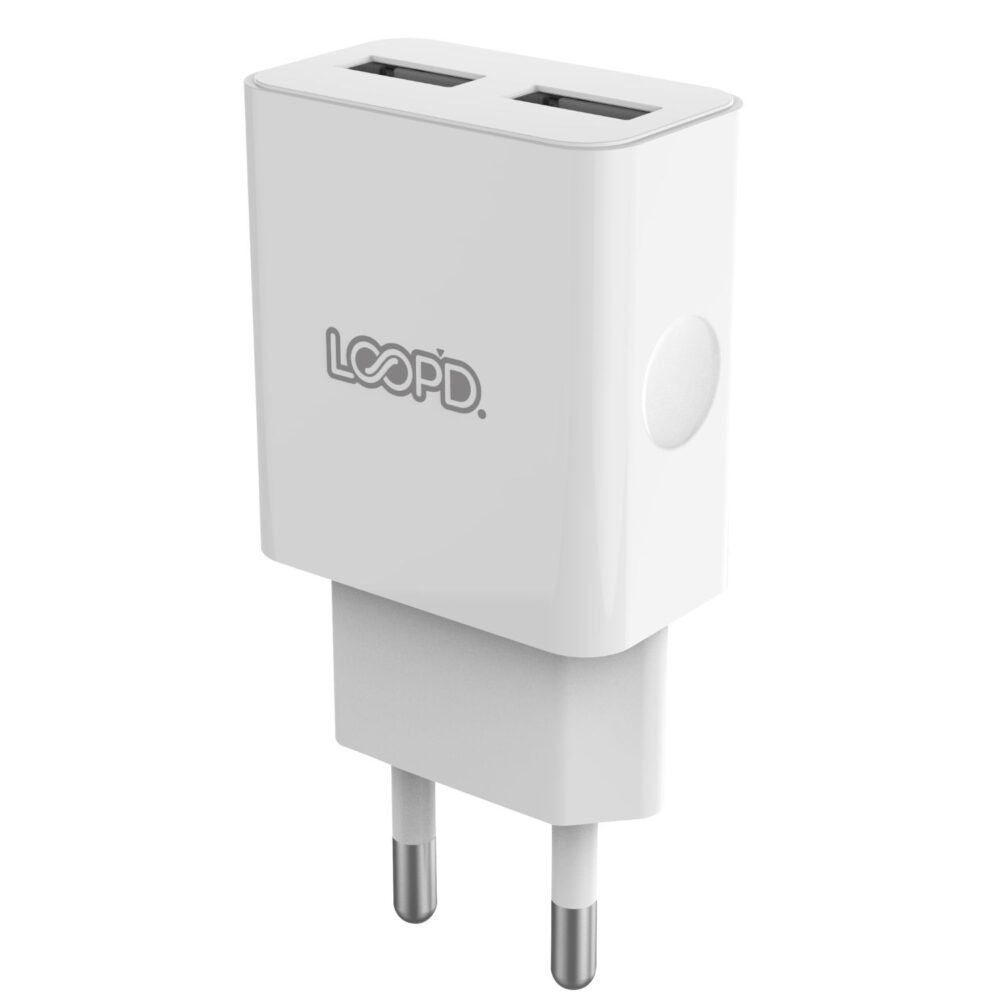 Universal LOOPD 15W 2 Port Wall Charger Adapter USB White