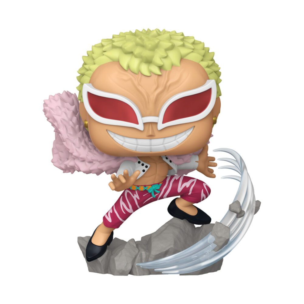 Donquixote Doflamingo One Piece Funko Pop #2237 in an action pose with string effects