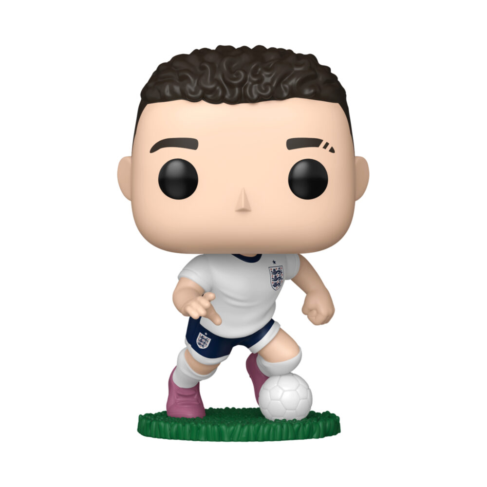 Phil Foden England Football Funko Pop #86 dribbling a football in the white England kit