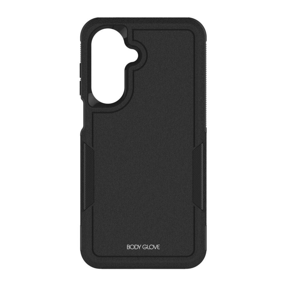 Rear view of the empty black Body Glove Defender case for the Samsung Galaxy A27