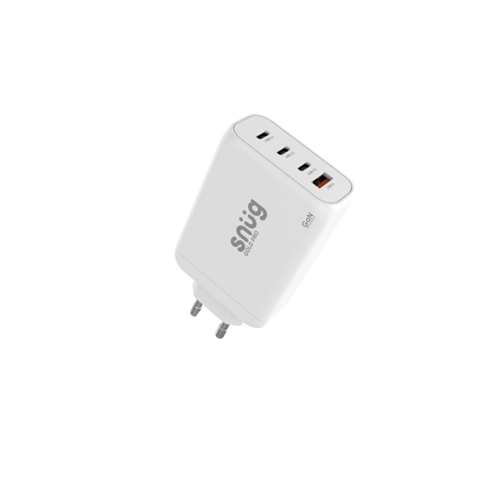 Universal Snug 130W 4 Port GAN Fast Charge Wall Charger Adapter White