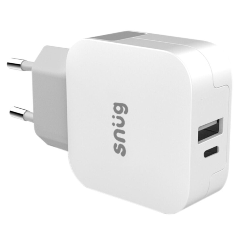Universal Snug 30W 1.5 Meters 2 Port PD Fast Charge Wall Charger Cable Combo Type C to Type C White
