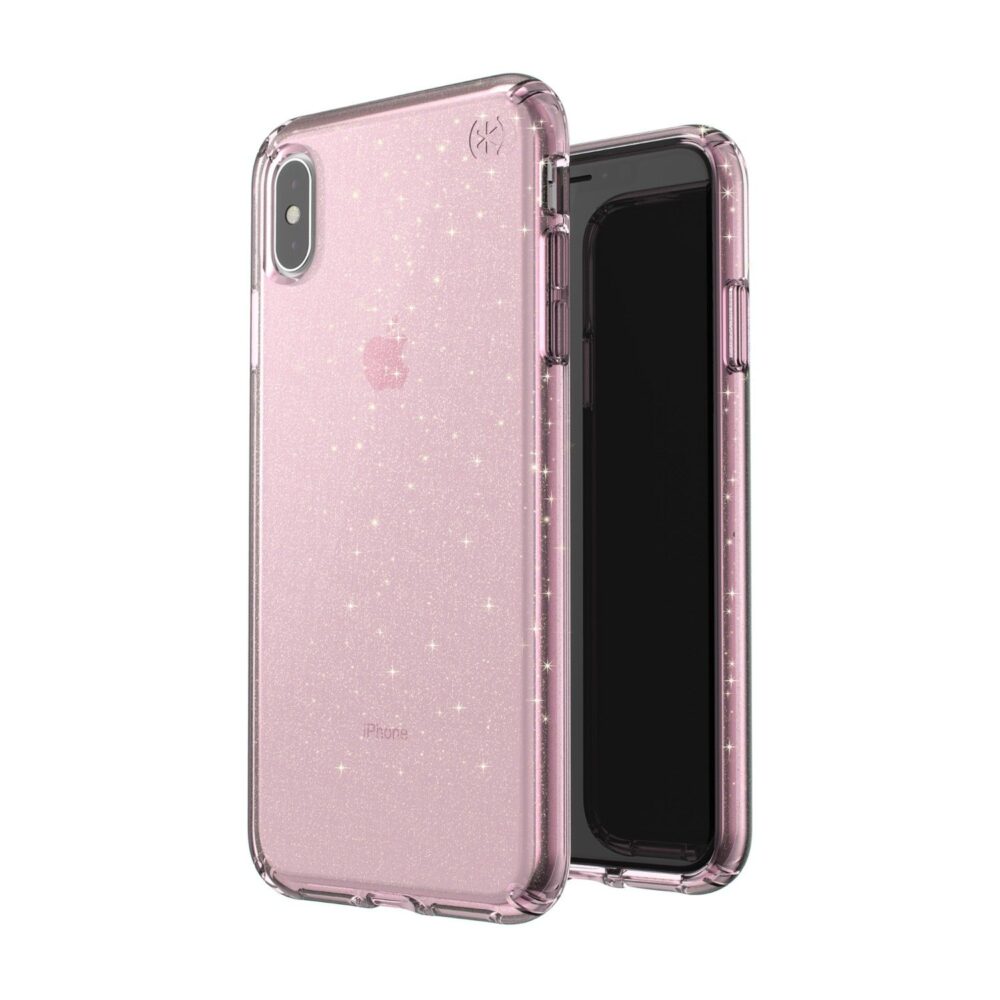 Speck Presidio Clear Glitter Cell Phone Case for the Apple iPhone XS Max Pink