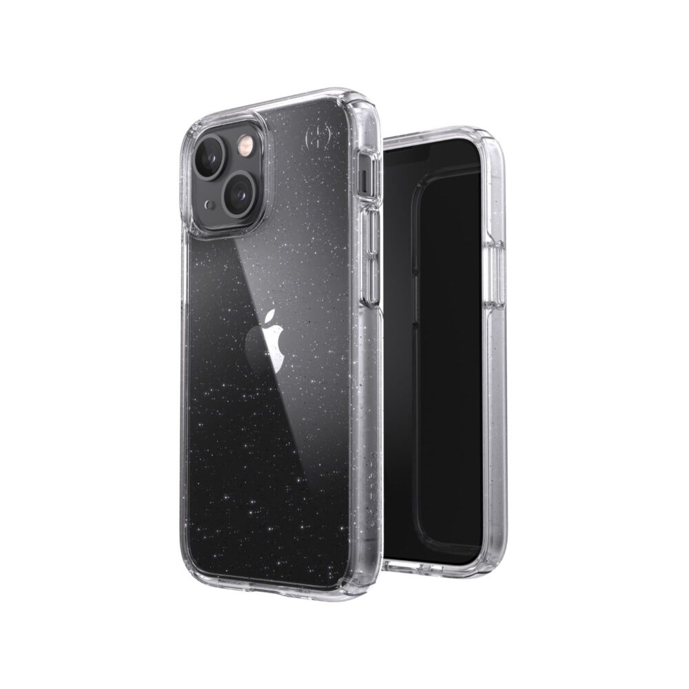 Speck Presidio Perfect Clear Glitter Cell Phone Case for the iPhone 13 mini Clear