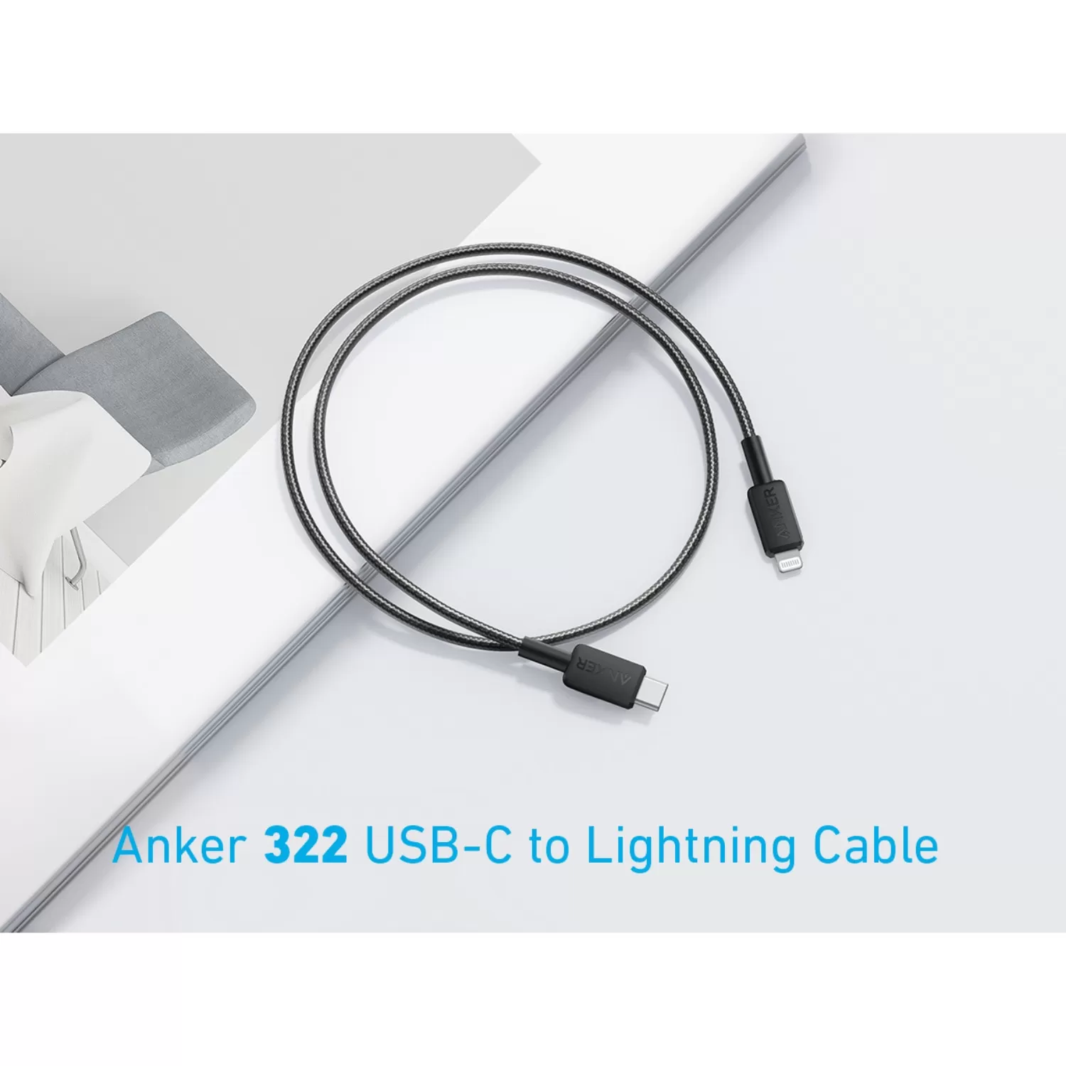 Anker 60W PowerLine Type C To Lightning Cable - 0.9m Black - Image 3