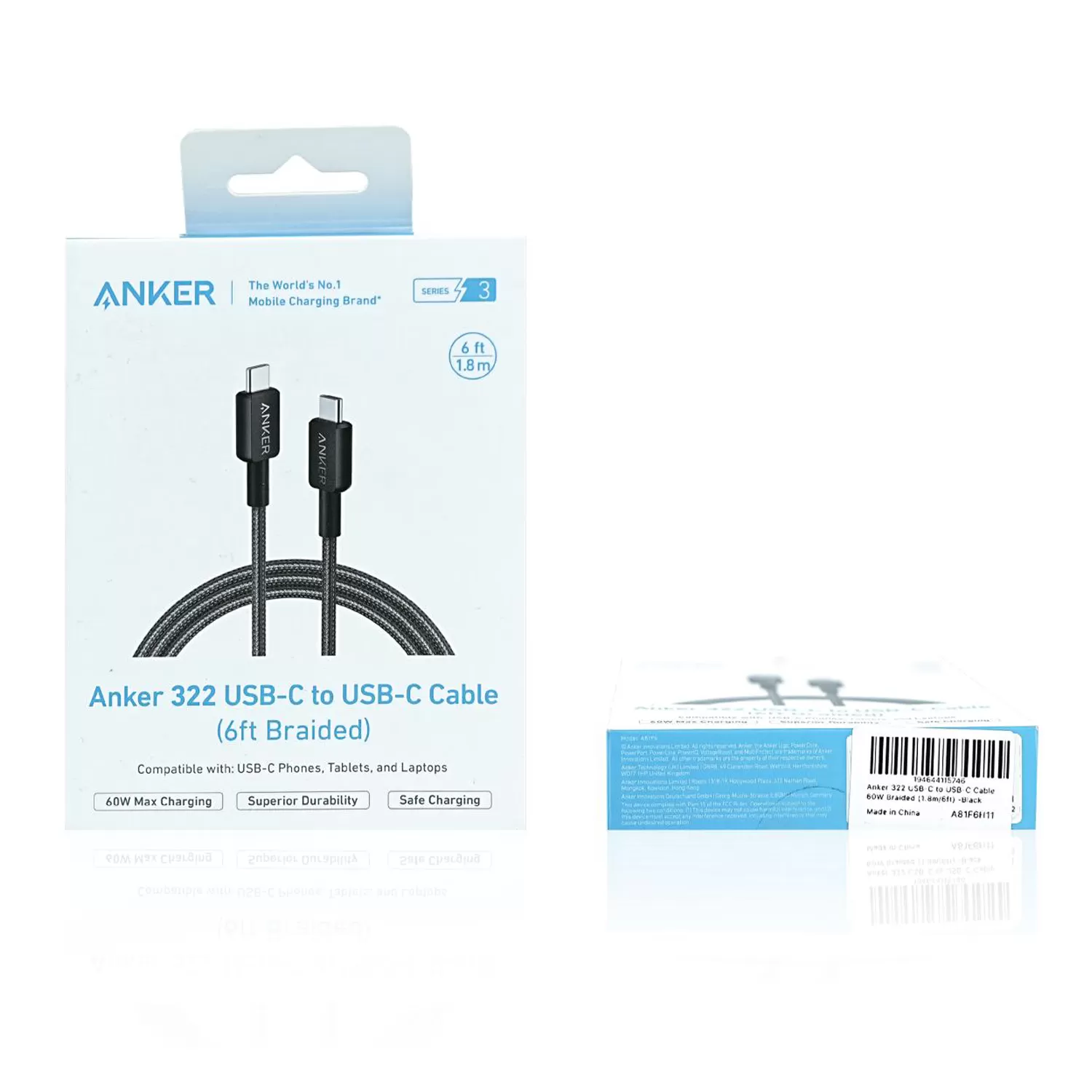 Anker 60W Type C To Type C Cable - 1.8m Black Braided - Image 6