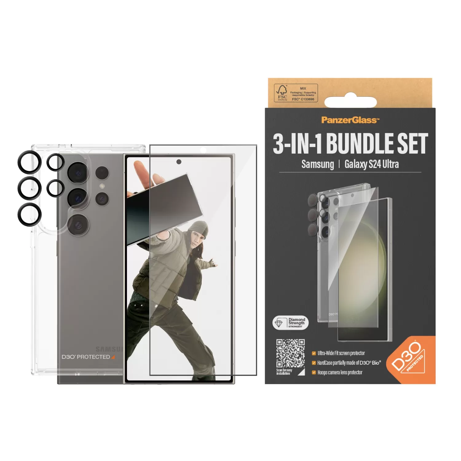 Samsung Galaxy S24 Ultra PanzerGlass Bundle – Cover + Screen Protector + Camera Protector - Image 3