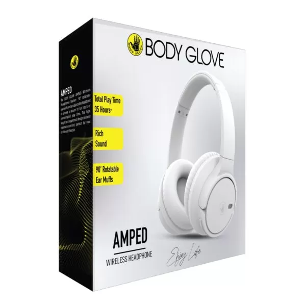 Body Glove Amped Wireless Headphones - White - Image 4