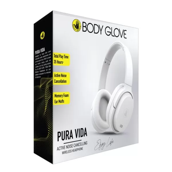 Body Glove Pura Vida ANC Wireless Headphones - White - Image 5