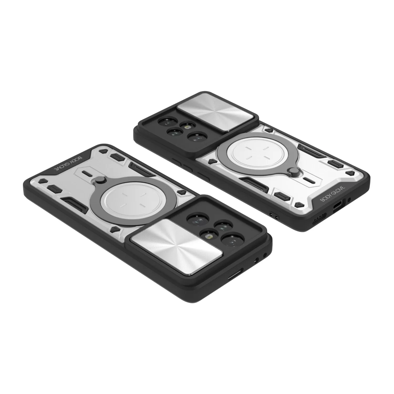 Detailed view of the cutouts on the Body Glove Defender case for HONOR 200 Pro in silver