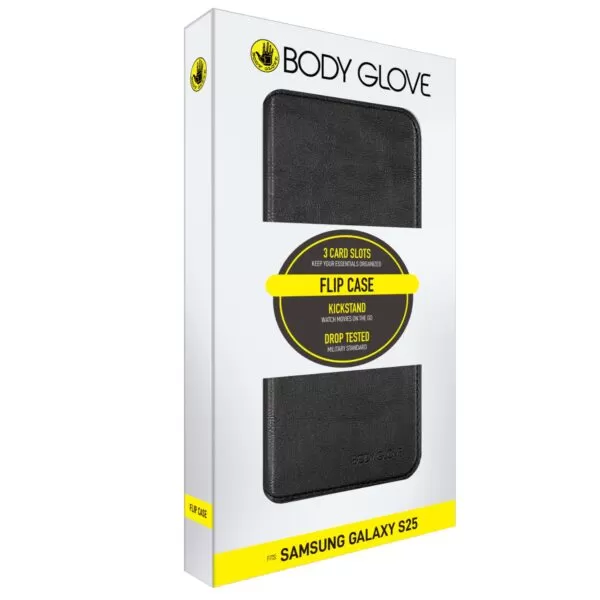 Samsung Galaxy S25 Case - Body Glove Flip Series Cover - Black - Image 3