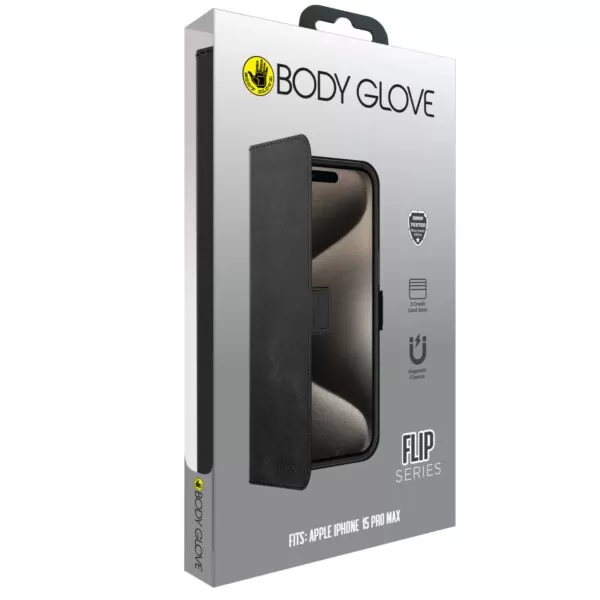 iPhone 15 Pro Max Case - Body Glove Flip Series Case - Black - Image 3