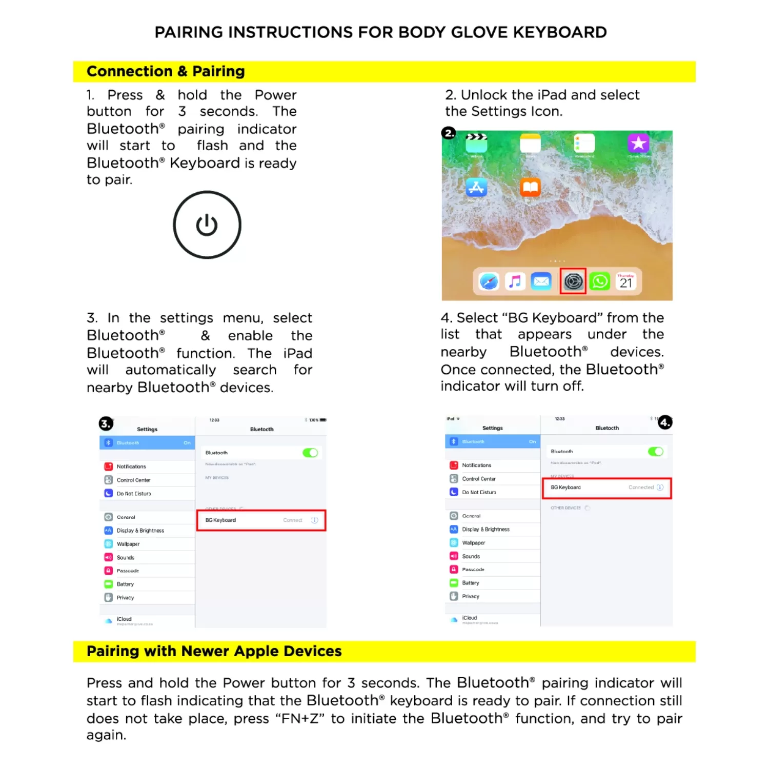 Apple Ipad 10.2 (2021/2020/2019) Body Glove Keyboard Case – Black - Image 5