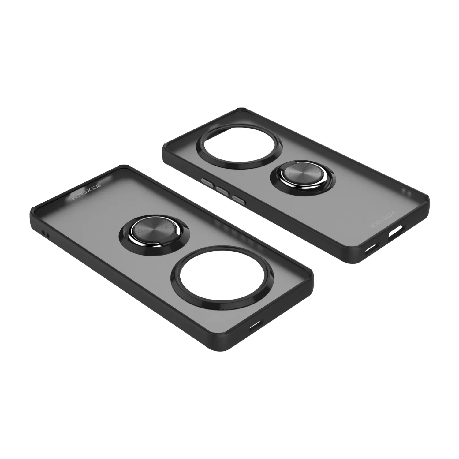 Top and bottom view of the Honor X9c Body Glove Paradigm Case in Black, highlighting its edge protection and cutouts for easy access to ports.