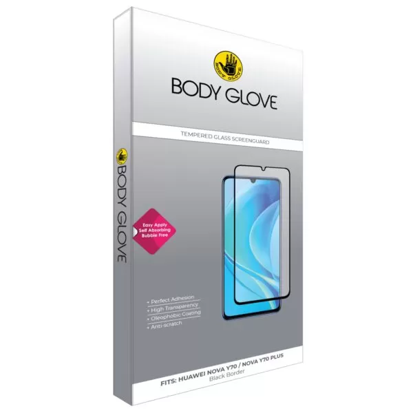Clear Body Glove Tempered Glass Screen Protector for the Huawei nova Y70/Y70 Plus